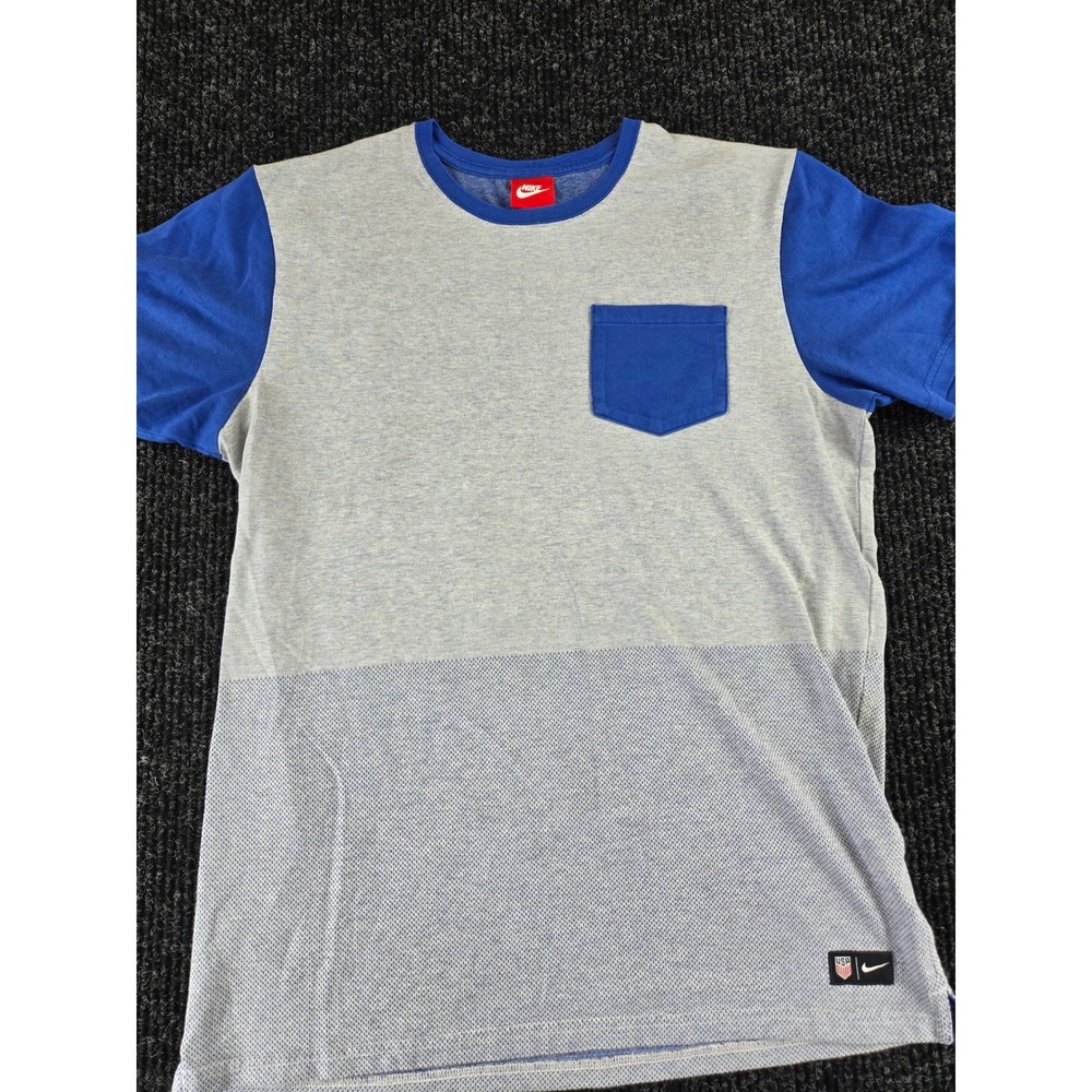Nike Mens USA Soccer Pocket T-Shirt Grey Blue Colorblock 747153-051 Large